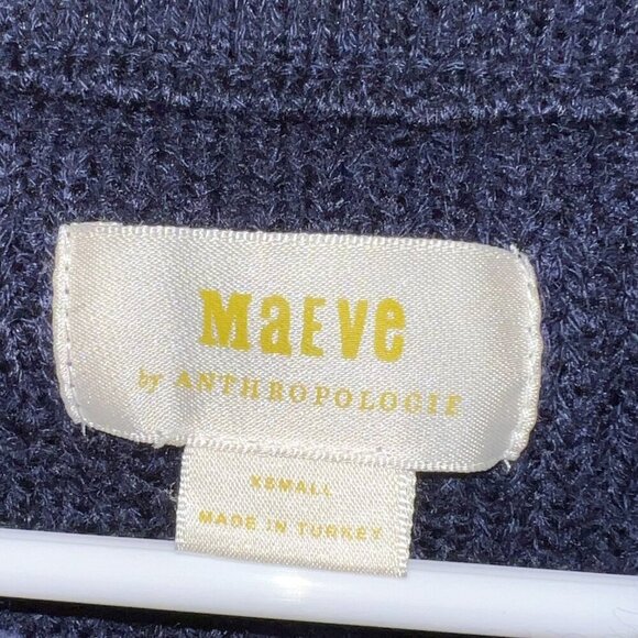 Anthropologie Women's Maeve Quarter-Zip Sweater Tee Navy Blue Size XS - Picture 5 of 7